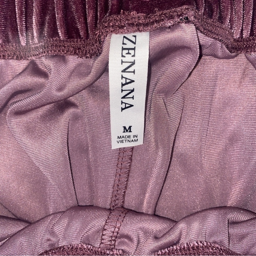 Zenana Velvet Wide Leg Pants Medium - Picture 6 of 7